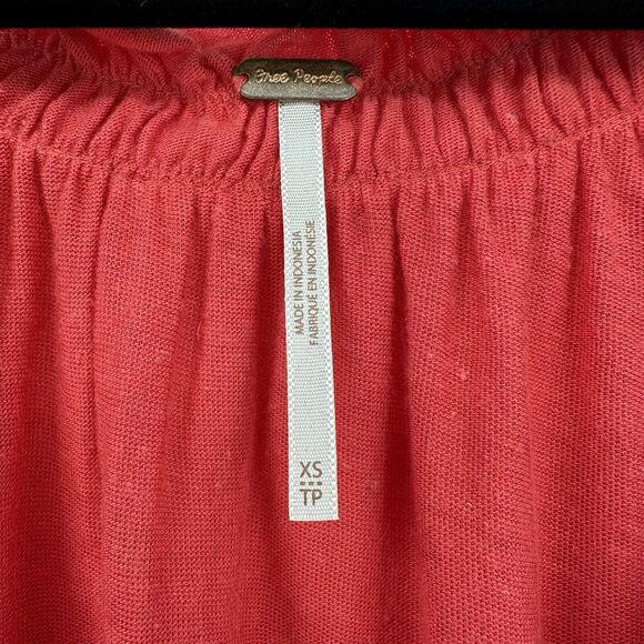 Free People Charlie Tee Size XS Women Oversized Short Sleeve Flounce Ruffle Red - Picture 8 of 11